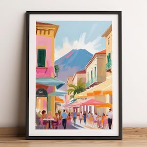 Napoli Painting Wall Art, Watercolor Italy Travel Print, City Landmark Digital Download, Naples Landscape Home Decor, Italian Artwork Poster