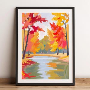 Cozy Autumn Falling Leaves Printable Wall Art, Cute Watercolor Fall Decor, Warm Tone Printable, Cozy Season Printable Art, Digital Download