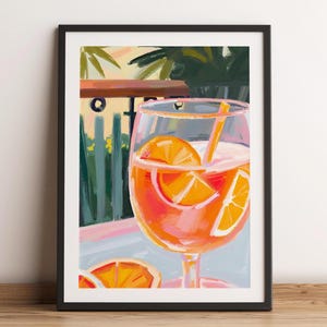 Aperol Spritz Cocktail Art Print, Bar Cart Party Cocktail Wall Art, Retro Printable Drink Poster, Home Decor Aperol Spritz Digital Download