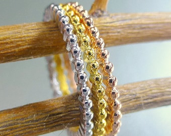 Gold stacking rings, 14k gold.  Wedding bands.