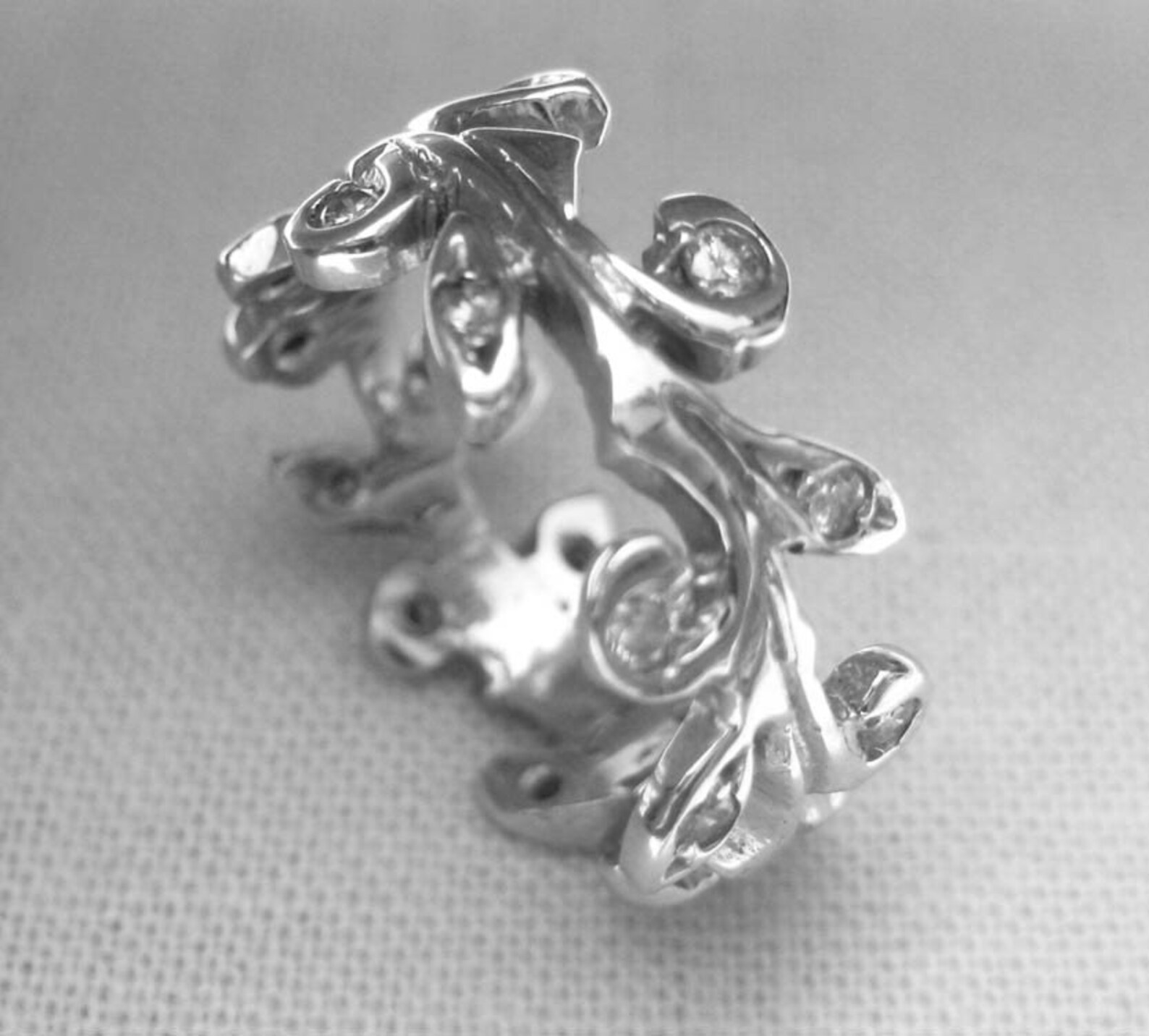 Engagement Ring With Vines and Diamond. Vine Wedding Band. Etsy