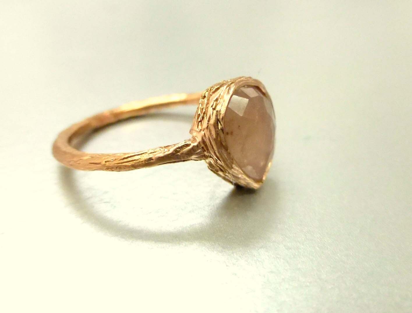 Rose cut sapphire ring.  14k pink gold.  Stacking ring, engagement ring, promise ring.