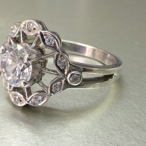 Flower Engagement Ring. White Sapphire Flower Ring. Diamond - Etsy