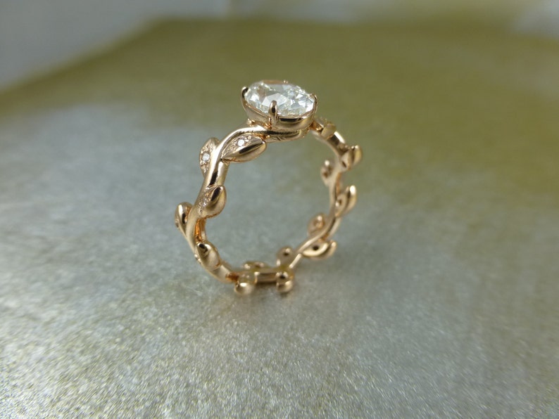 Floral Engagement Ring. 14k Yellow Gold. Natural Organic Ring. Etsy