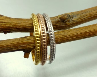 Stacking rings. Stacking rings with beads. Beaded  stacking ring or wedding bands.  14k gold.