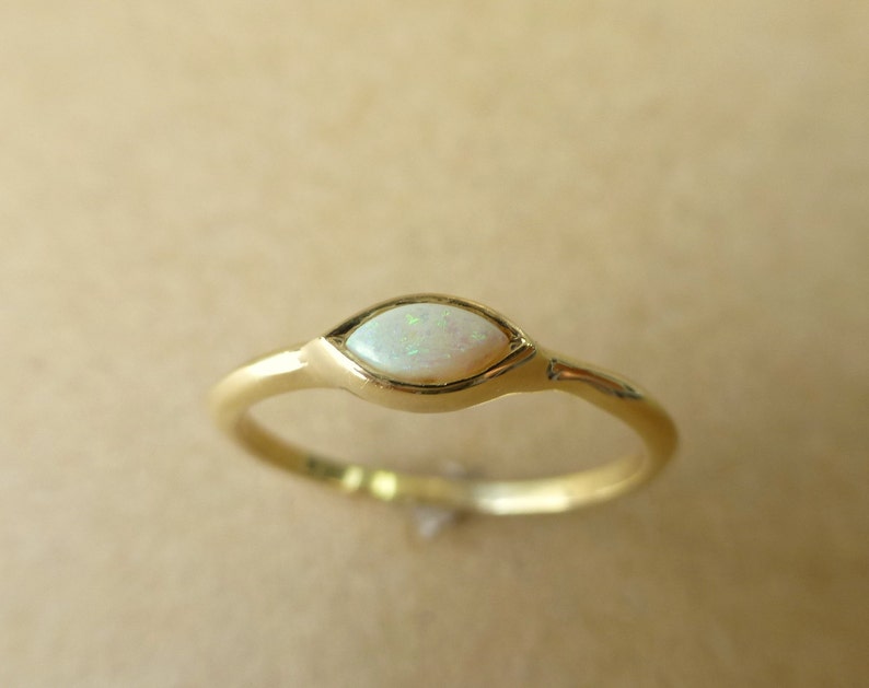 Opal Ring. Marquis Shaped Opal Ring. 14k Yellow Gold Opal | Etsy