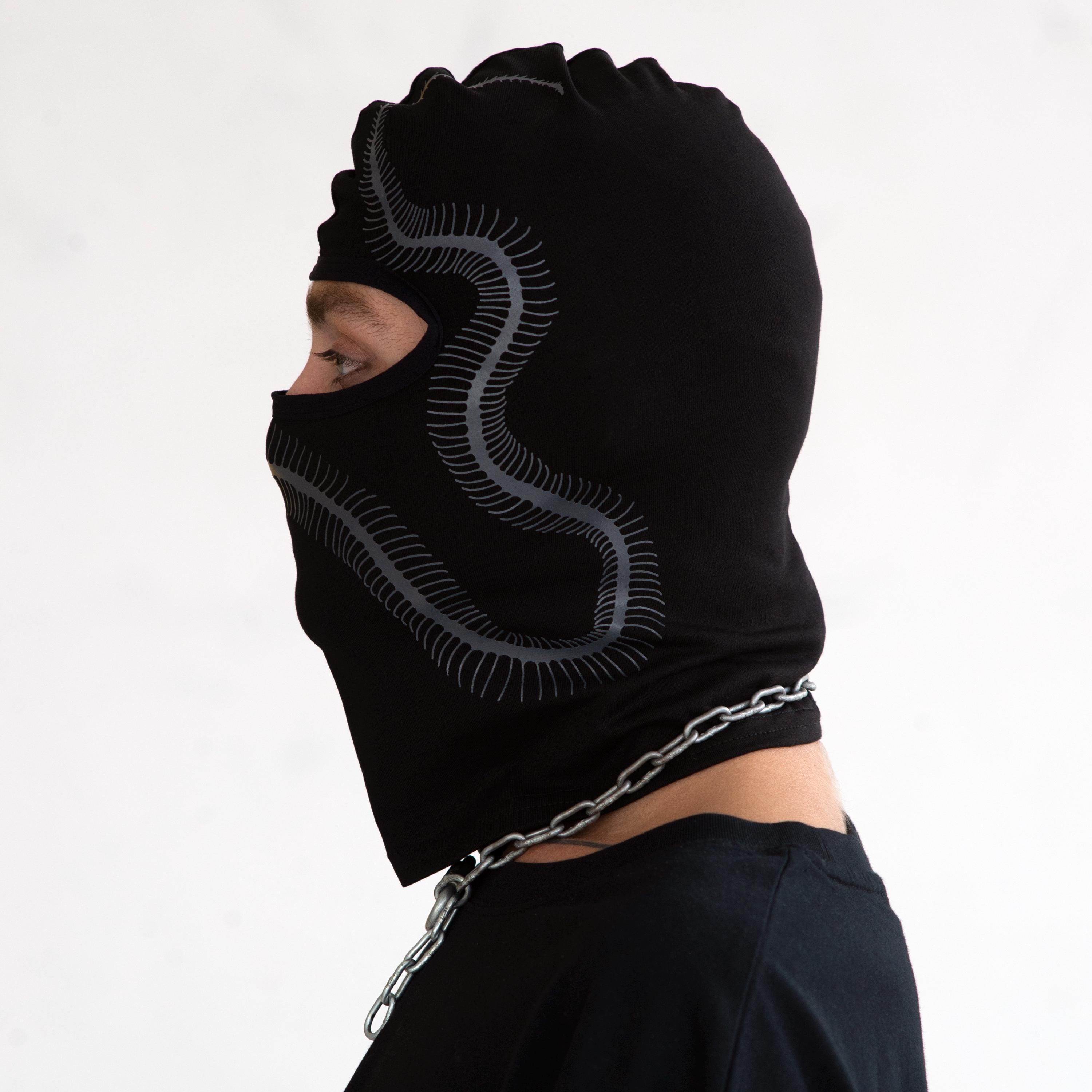 Black Urban Balaclava Snake Design Streetwear Face Mask