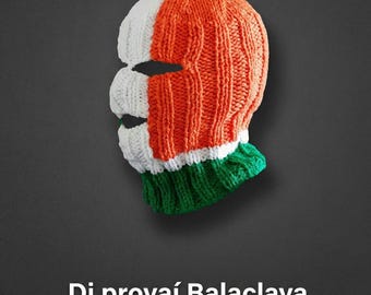 DJ Provaí bivakmuts: driekleurig gebreid gezichtsmasker