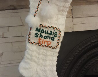 Handmade Wool Christmas Stocking: Personalized Faux Fur Trim.