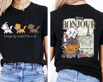 Disney The Aristocats Bonjour since 1970 Shirt, Everybody wants to be a cat tee, Family Vacation Shirt, Marie Toulouse Berlioz Cats Shirts