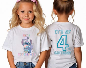 Disney Stitch Birthday Shirt, Personalized Birthday Party Tee