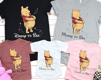 Winnie The Pooh Pregnancy Shirt, Mommy Daddy to Bee, Disney Family Tee