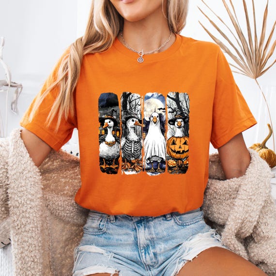 Halloween Goose Shirt Trick Or Treat Goose Tee Funny Halloween Comfort Colors Shirt Silly Goose Spooky Season Shirt Spooky Goosey Shirt