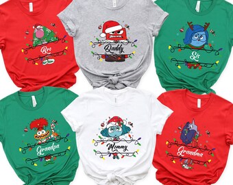 Custom Inside Out Characters Christmas Shirts Inside Out Xmas Family Vacation Shirts Disney Xmas Tee Disney Inside Out Xmas Family Squad Tee