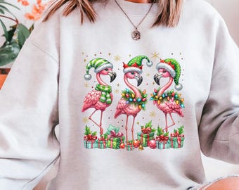 Merry Christmas Flamingo Shirt, Cute Flamingo Christmas Tee, Pink Christmas Shirt, Cute Xmas Gift, Flamingo Lover Shirt