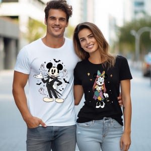 Mickey and Minnie Halloween Couple Shirts, Mickey Ghost Shirt, Minnie Ghost Shirt, Spooky Season Shirt, Kids Halloween Tee