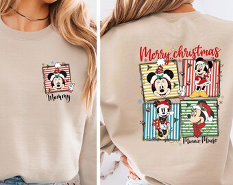 Custom Mickey And Friends Merry Christmas Sweatshirt, Mickey & Friends Xmas Family Vacation Shirts  Disney Christmas Family Squad Sweatshirt
