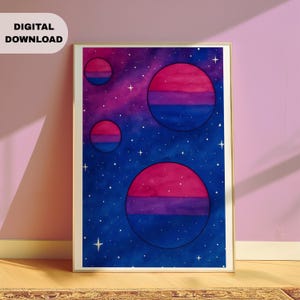Bisexual Poster, Sapphic Art, Queer Art, LGBT WLW Poster, Bi Pride, Gift for Her, Home Decor, Subtle Pride, Lesbian Art, Digital Download