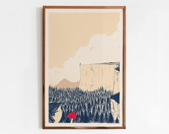 Il y a des rêves - Affiche de sérigraphie / Love Art Print / Affiche en édition limitée avec avion en papier et montagnes