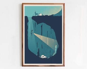 Little Help Screen Print / Alien, Dinosaur and Love Art Print / Limited Edition Poster with animals