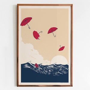 And We Danced - Screen Print / Ocean Art Print / Limited Edition Poster, Waves and