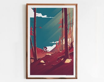 The Mountains Part 3 Screen Print / Bike and Mountains Art Print / Limited Edition Poster