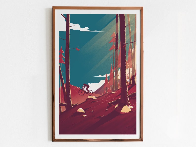 The Mountains Part 3 Screen Print / Bike and Mountains Art Print / Limited Edition Poster Standart