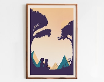 Your Hand In Mine Poster - Wanderlust Screenprint, Art Print for Lovers, Nature and Mountains