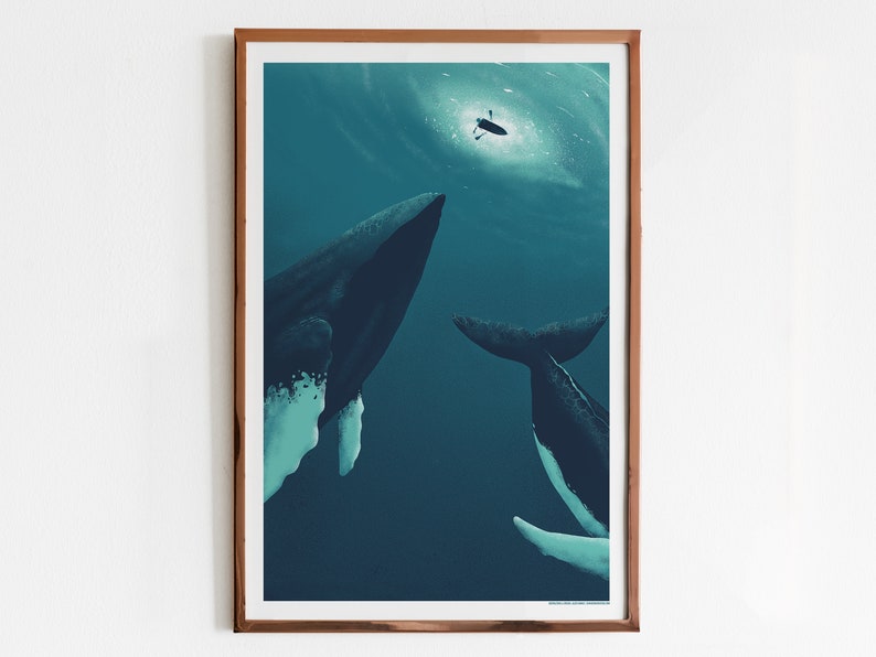 Hero Whales 2 Sérigraphie Affiche / Whale Art Print / Affiche en édition limitée Standart