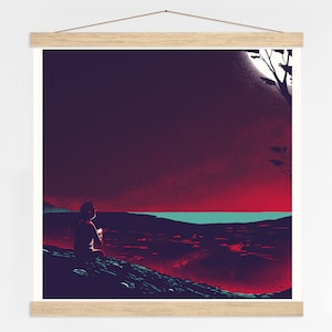 The Flickering Lights Screen Print Limited Edition, Living room art print with stars, bedroom decoration + poster hanger