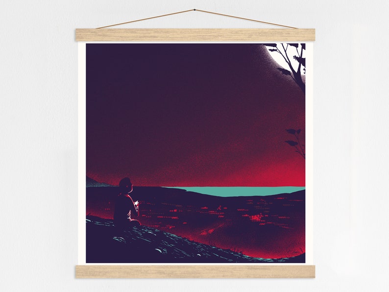 The Flickering Lights Screen Print Limited Edition, Living room art print with stars, bedroom decoration + poster hanger