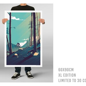 The Mountains Part 3 Screen Print / Bike and Mountains Art Print / Limited Edition Poster XL Variant