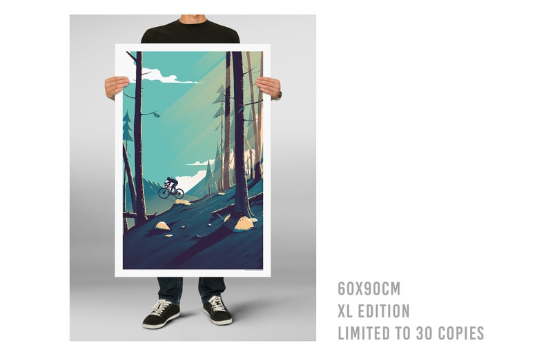 The Mountains Part 3 Screen Print / Bike and Mountains Art Print / Limited Edition Poster XL Variant