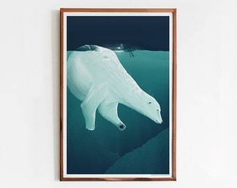 Hidden Place Screen Print / Polar bear Art Print / Limited Edition Poster