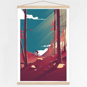 The Mountains Part 3 Screen Print / Bike and Mountains Art Print / Limited Edition Poster + Poster hanger