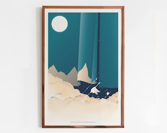 Limited Edition Poster "The Road Is Long" Swans Art Print, Silk screen print