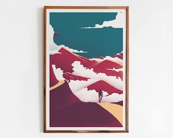 The Mountains Part 2 Screen Print / Bike and Mountains Art Print / Limited Edition Poster