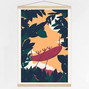 Limited Edition Poster The Sun Voyager Forest Art Print with boat, Silk screen print + Poster Hanger