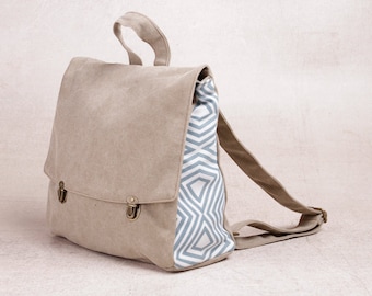 Satchel Backpack, Beige Vegan Backpacks, School Satchel, Cotton Backpack, School Backpacks, Students Bag, Women Vegan Bags