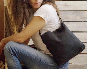 black canvas purse, vegan shoulder purse, small purse, vegan purse, hobo purse handbag, black evening bag, evening purse, Vegan Bags