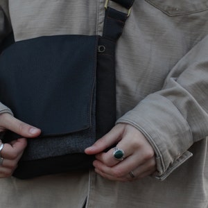 Sac bandoulière en toile noire, Sacs à bandoulière végétaliens unisexes, Sacs messager pour homme, Sac de jour, Petit sac en toile, Sac de moto, Sac de vélo