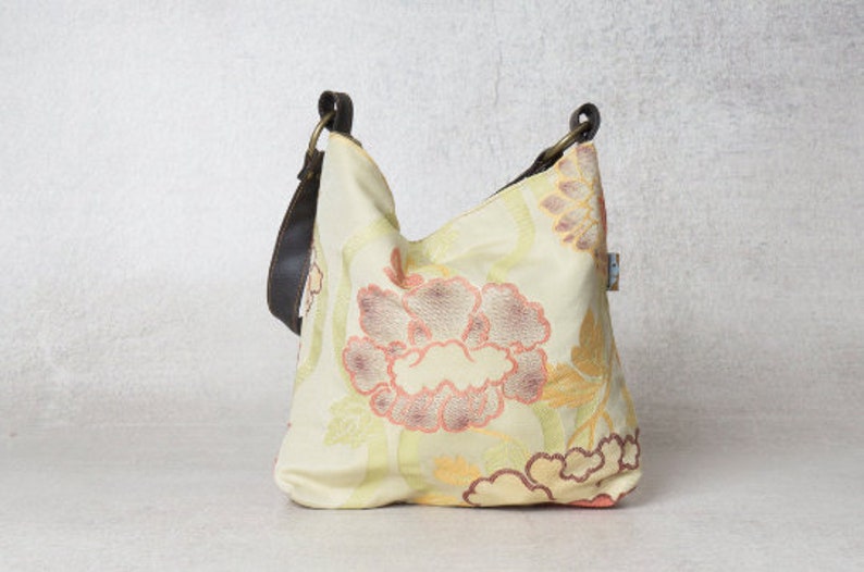 floral handbag, floral bag, vegan bag, evening handbag, fabric handbags, vegan hobo bag, womens handbags, canvas handbag, canvas hobo bag image 2