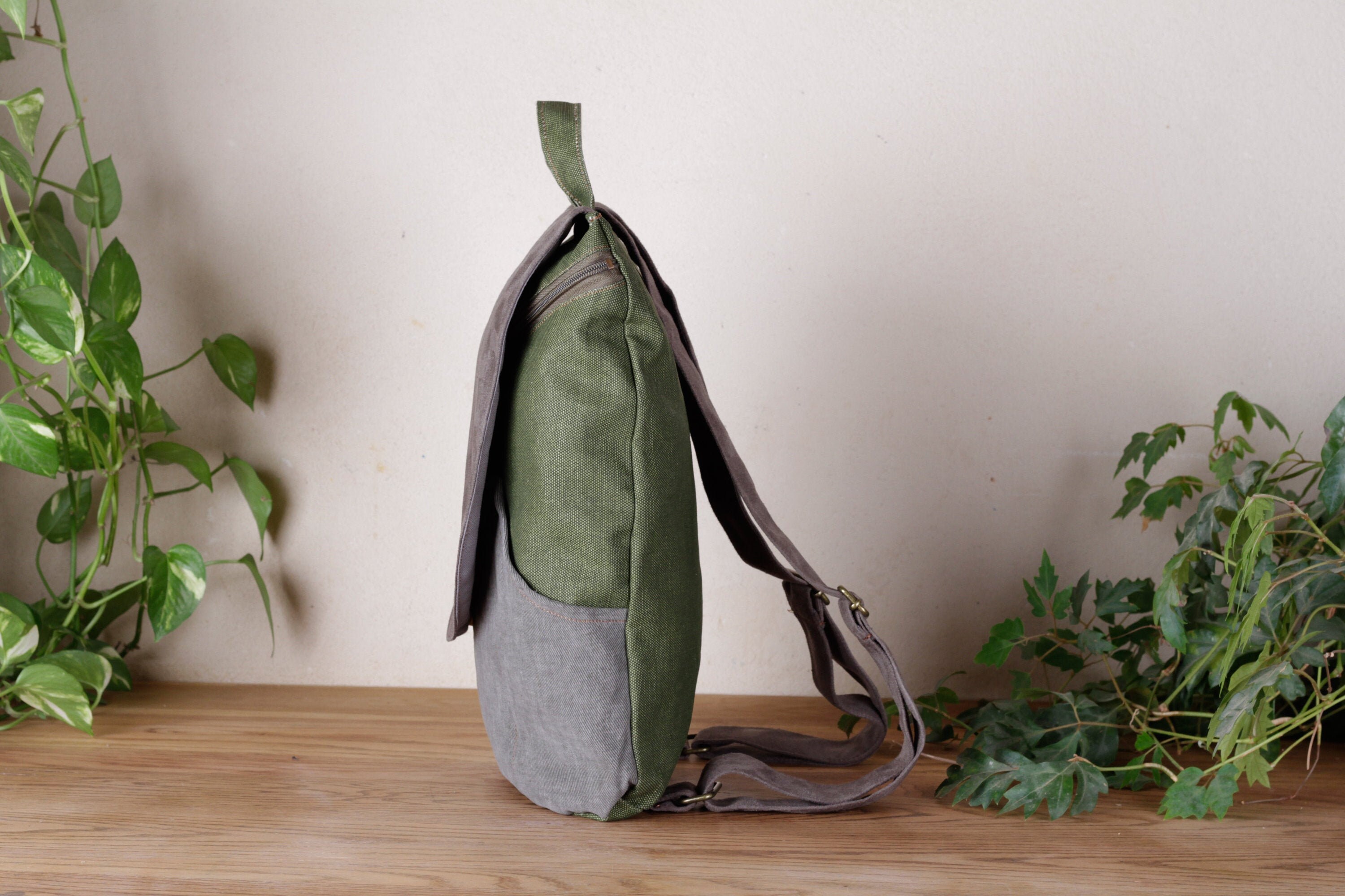 sage green backpack