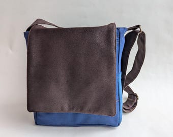 Brown & Blue Vegan Crossbody Bag, Men's Messenger