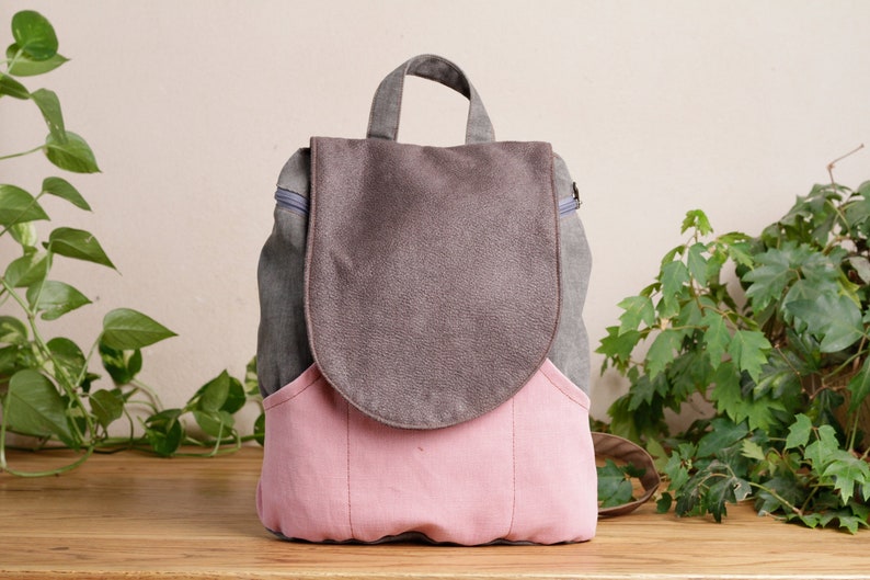 Pink Canvas Backpack Purse Backpack For Women Cute Vegan Etsy
