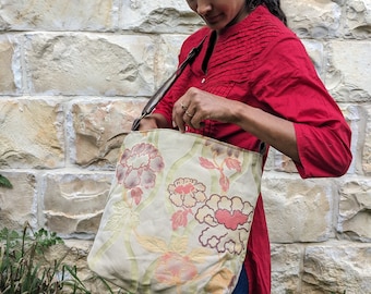 Floral Canvas Hobo Bag, Everyday Shoulder Bag