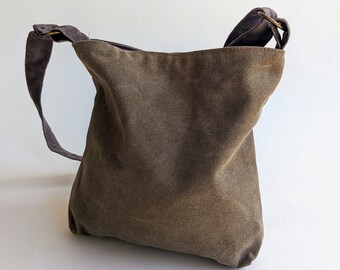 Khaki canvas Handbag For Women, Vegan Canvas Bag, Fabric Shoulder Bag, Small Hobo Bag, Everyday Fashion Bag, Evening Purse