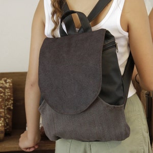 Fahrrad Rucksack, Vegan Rucksack Rucksack, Canvas Unisex Rucksäcke, Schwarz Grau Schule College Rucksäcke