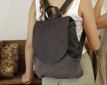 Zaino in tela vegana, borsa unisex per la scuola e l'università