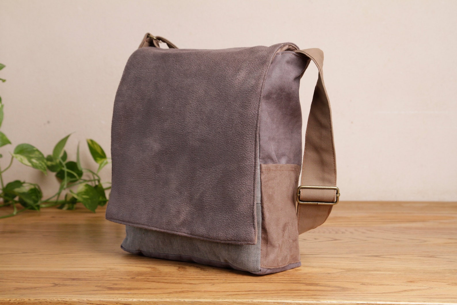Gray Vegan Crossbody Bag Everyday Canvas Shoulder Bag Custom Etsy